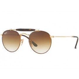 Ray Ban Round Rb3747 sunglasses – Tortoise; Gold Frame / Light Brown Gradient Lens