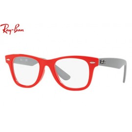Ray Ban Wayfarer Junior Optics RB9066 eyeglasses – Red; Grey Frame / Clear Lens
