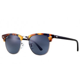 Ray Bans Clubmaster Fleck RB3016 sunglasses – Tortoise, Black Frame / Blue/Gray Classic Lens