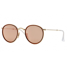Ray Bans RB3517 Round Folding sunglasses – Gold Frame / Copper Flash Lens