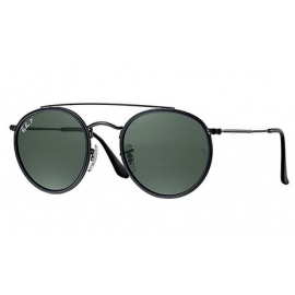 Ray Bans RB3647N Round Double Bridge sunglasses – Black Frame / Green Classic G-15 Lens