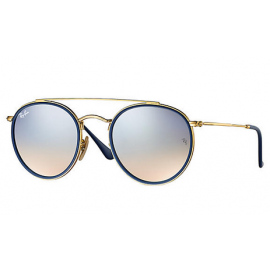 Ray Bans RB3647N Round Double Bridge sunglasses – Gold Frame / Silver Gradient Flash Lens