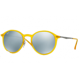 Ray Bans RB4224 Round Light Ray sunglasses – Yellow; Gunmetal Frame / Silver Mirror Lens