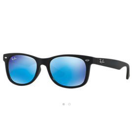 Ray Bans RB9052S New Wayfarer Junior sunglasses – Black Frame / Blue Mirror Lens
